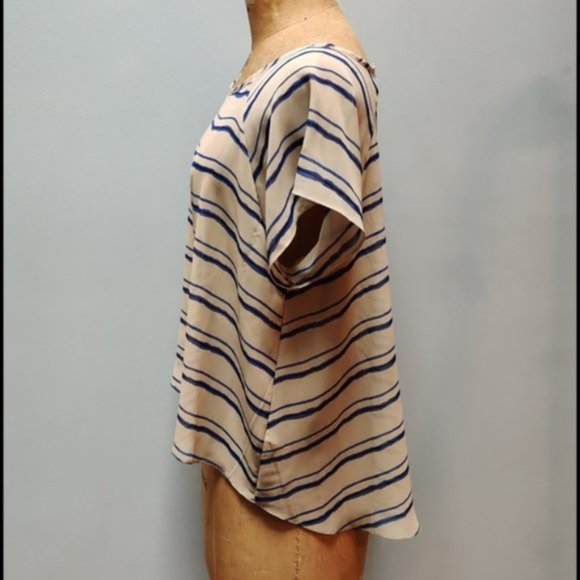 Soprano Beige/Blue Stripe Sheer Top - Picture 2 of 8